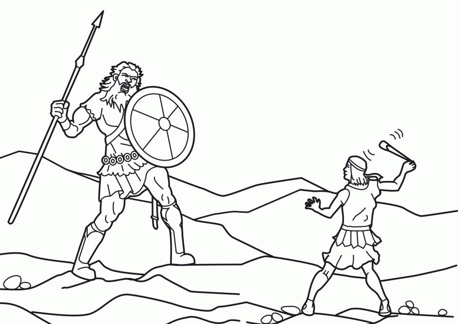 David And Goliath Fighting Printable Coloring Pages Extra 232051