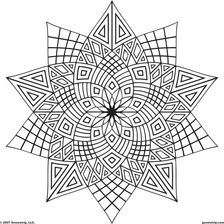 Geometric mandala coloring page for adults