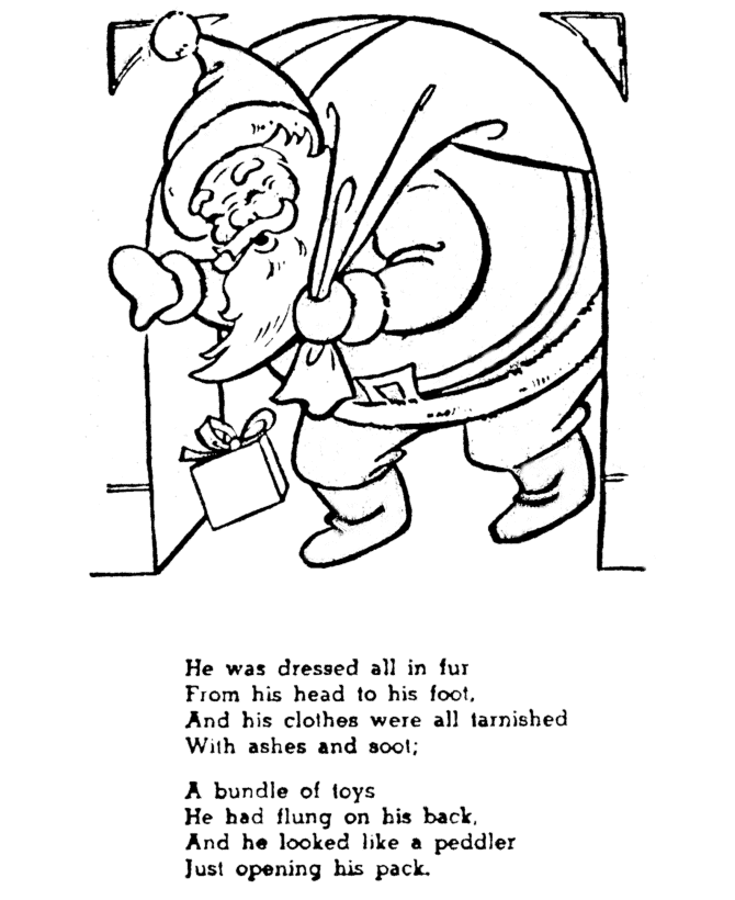 Night Before Christmas coloring pages | His cheeks were like Roses