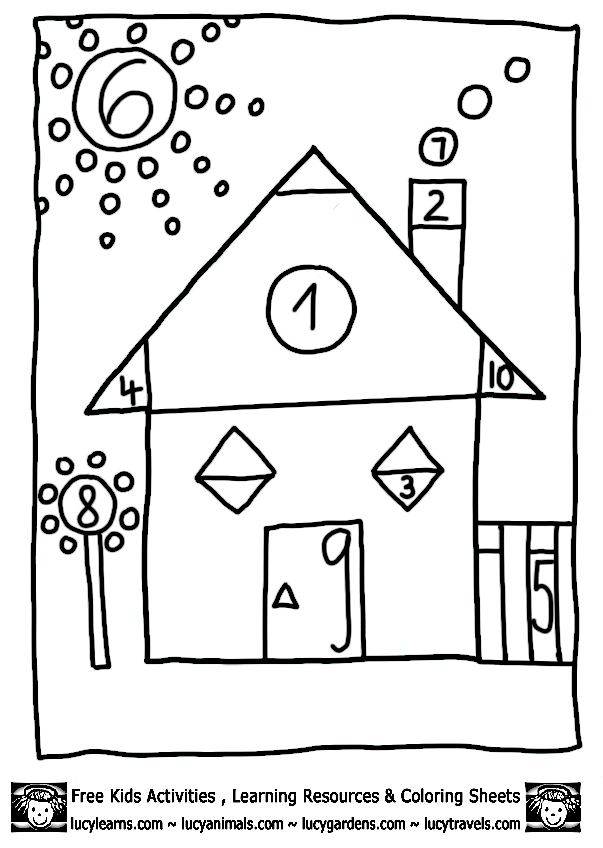 Shapes Coloring Pages Math House,Math Coloring Sheets for Kids