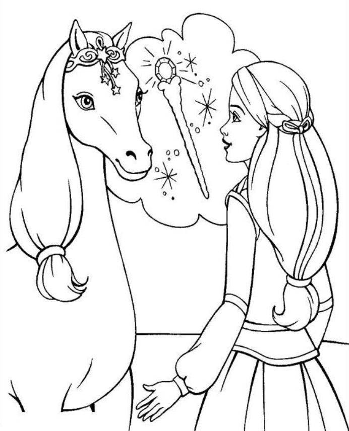 print barbie horse coloring page