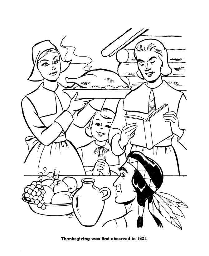 The Pilgrims Coloring pages: The story of how the Pilgrims came to