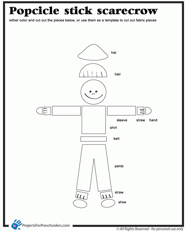 Free Printable popcicle scarecrow coloring page - from ...