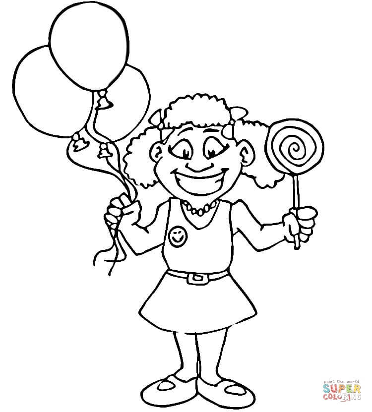 Happy Girl with Lollipop coloring page | Free Printable Coloring Pages