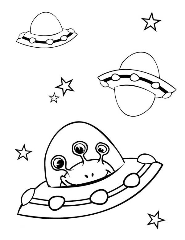 Spaceships, Aliens and Coloring pages