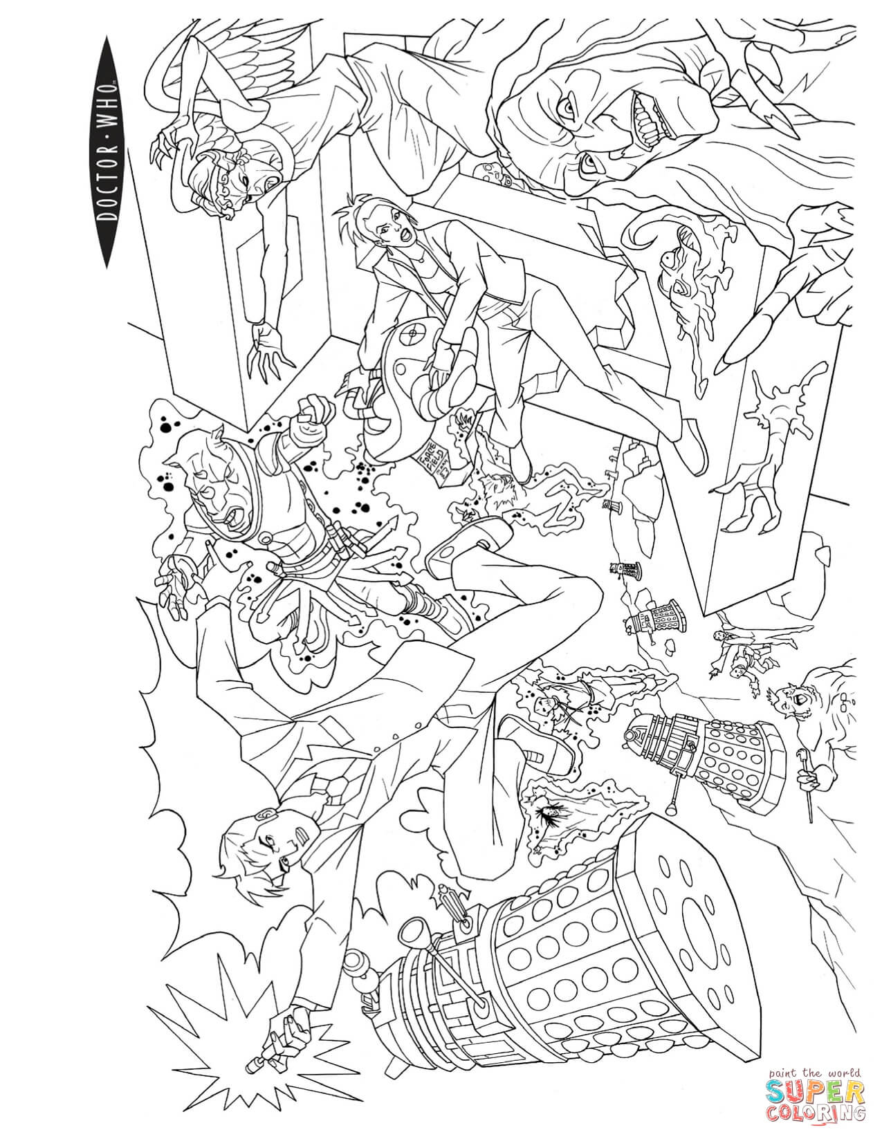 Doctor Who Action Scene coloring page | Free Printable Coloring Pages