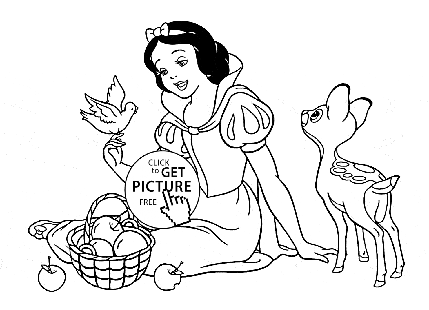 Disney Princess Snow White with animals coloring page for kids ...