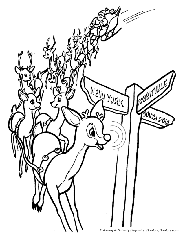 Rudolph the Red Nose Reindeer Coloring Page - Rudolph