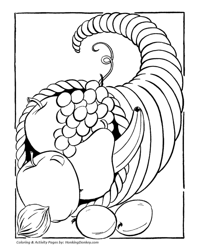 Thanksgiving Coloring Pages - Cornucopia (Horn of Plenty) big