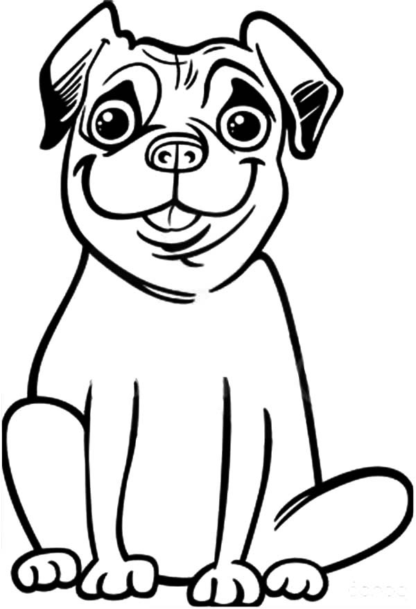 Silly Face Pug Dog Coloring Page