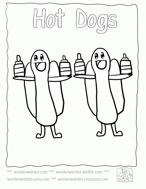 Food Coloring Page Cartoon Hot Dog, Echo