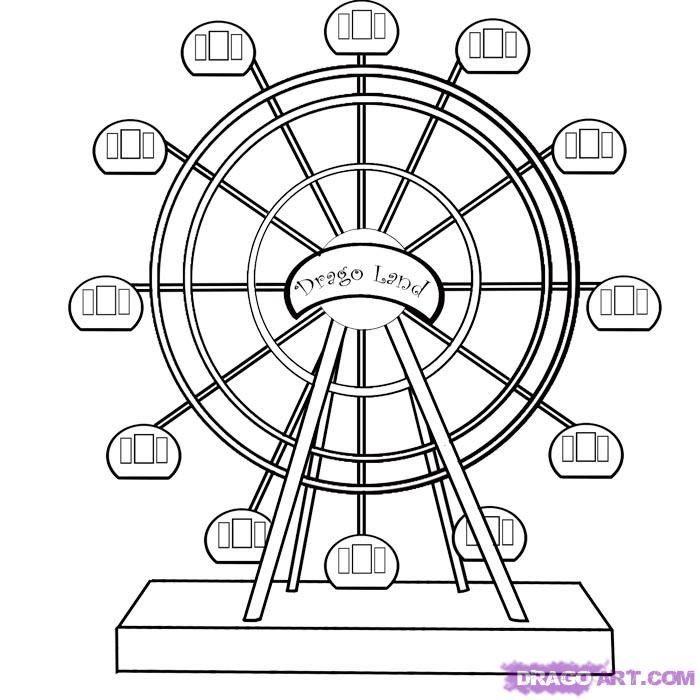 How to Draw a Ferris Wheel, Step by Step, Stuff, Pop Culture, FREE