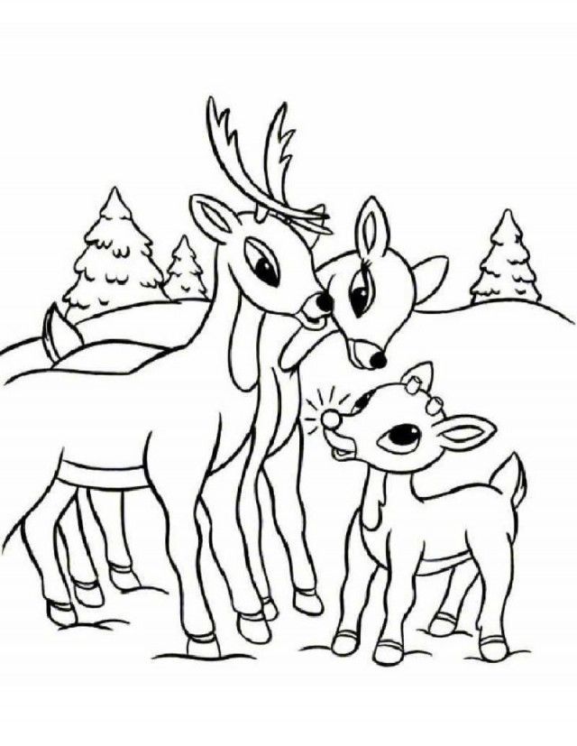 Easy Rudolph Family Coloring Page Best Resolutions | ViolasGallery.