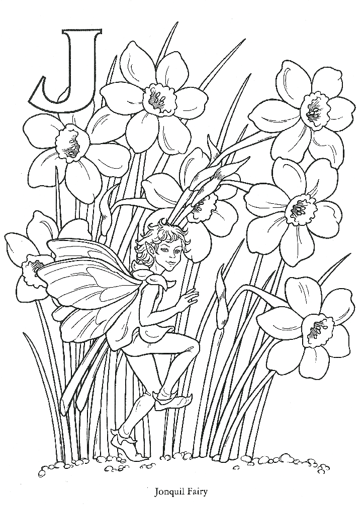 Coloring page jonquil fairie - Kleurplaat bloemen elf