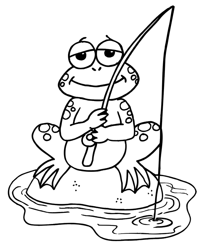 Fishing Frog coloring pages for children | Coloring Pages