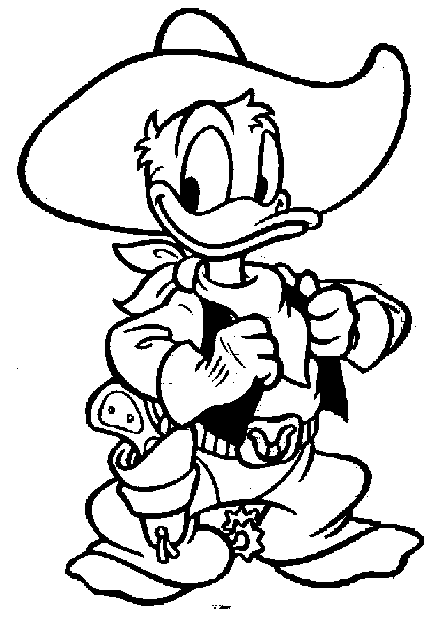Donald as a Cowboy Coloring Page | Kids Coloring Page
