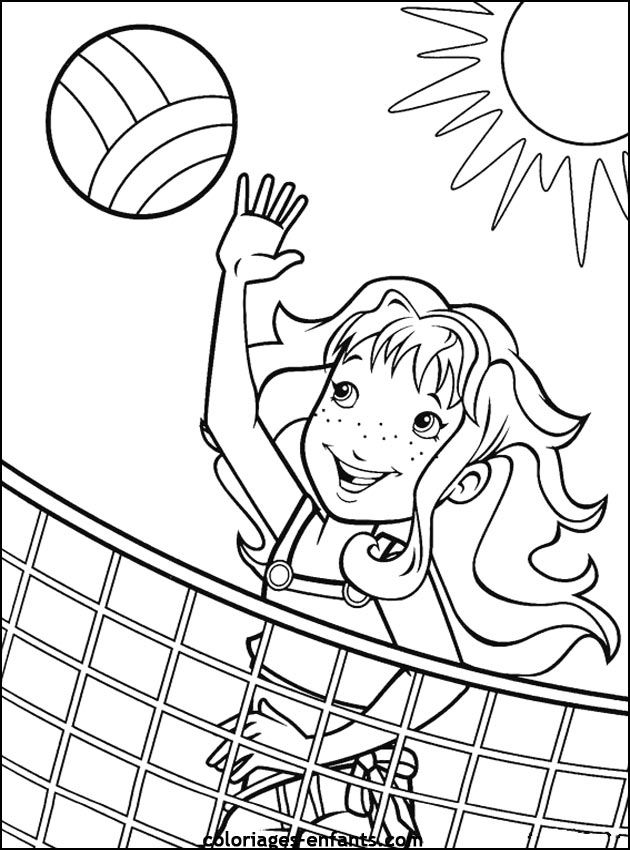 Coloring & Activity Pages: Girl Playing Beach Volleyball Coloring Page