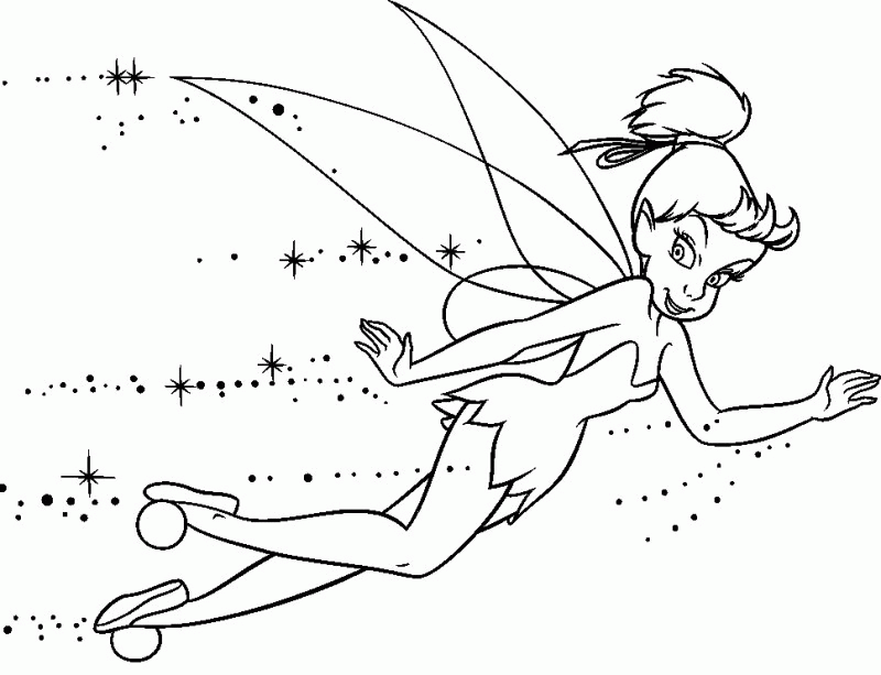 Terrbang With Beautiful Tinkerbell Coloring Page - Kids Colouring