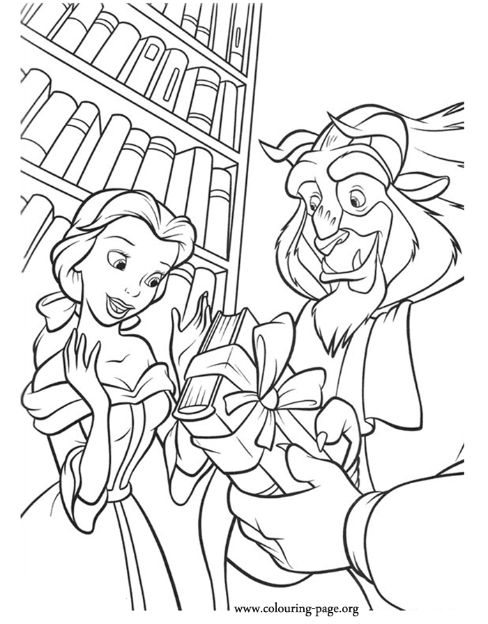 Beauty And The Beast - Beast gives a gift to Belle coloring page