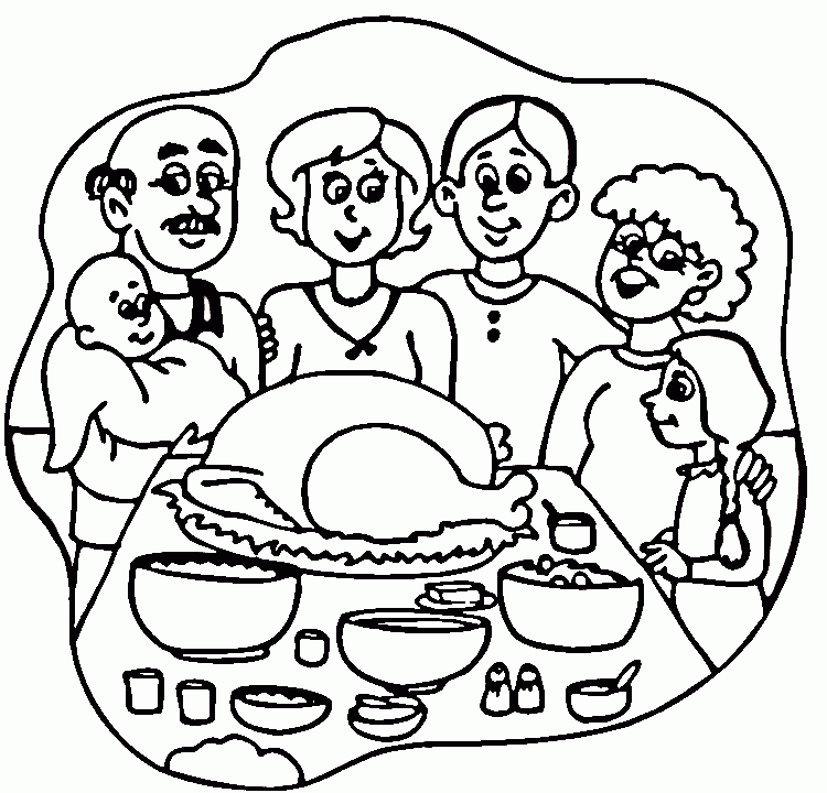 Turkey Dinner For Thanksgiving Coloring Online | Super Coloring