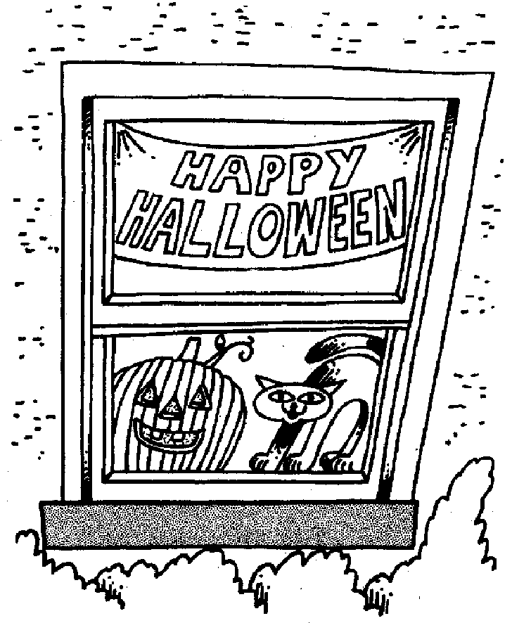Happy Halloween Window Coloring Pages – Free Halloween Coloring