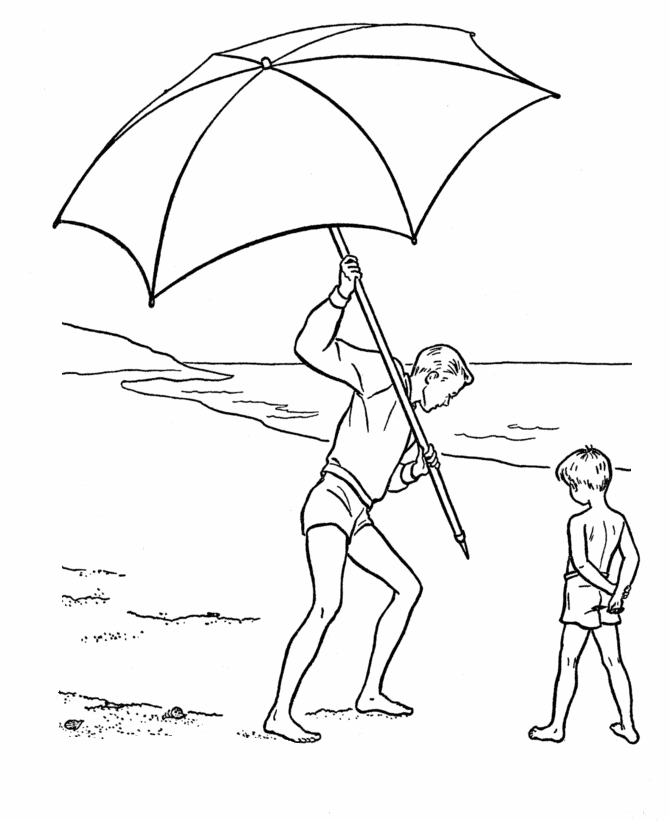 July 4th Coloring Pages - Beach Umbrella on July 4th Coloring Page