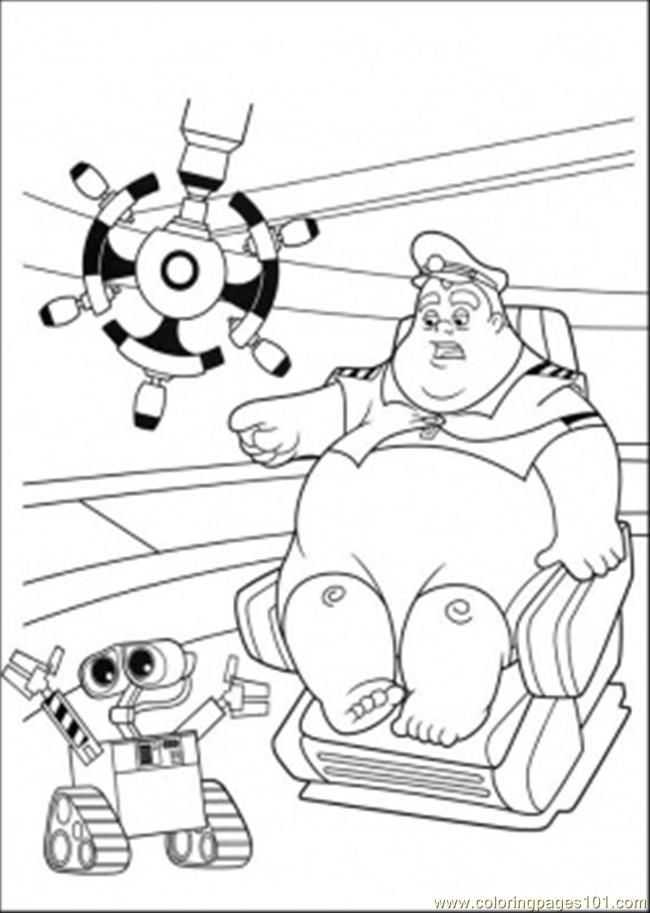Coloring Pages Wall E Talks With Captain (Cartoons > Wall-E
