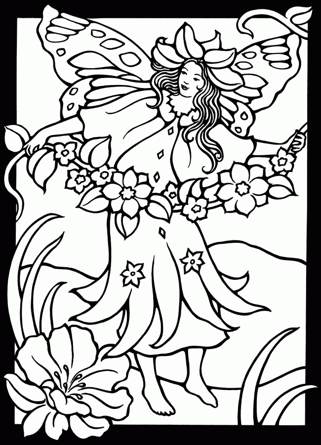 Fairies Stained Glass Coloring pages Free Printable Coloring Pages
