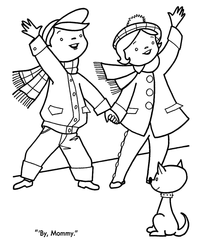 Christmas Shopping Coloring Pages - Kids Going Christmas Shopping