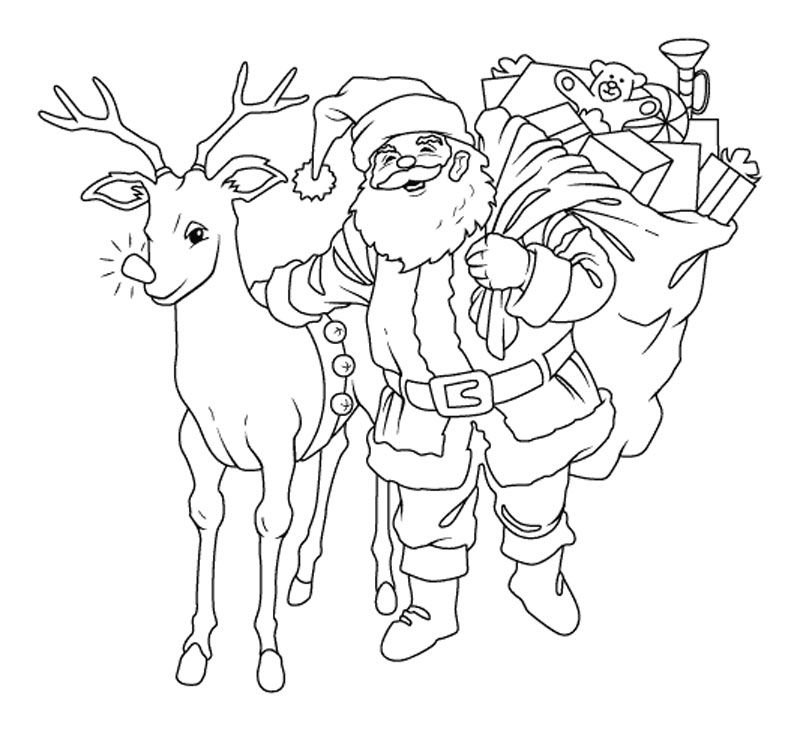 santa claus with reindeer christmas picture coloring 5 - games the