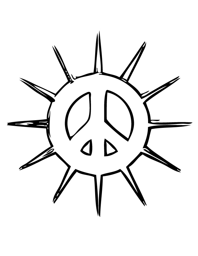 Sharp And Pointy Peace Sign Coloring Page | Free Printable