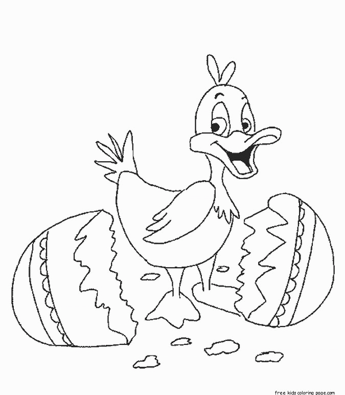 Happy Easter Egg and cute duck coloring pages for kids - Free