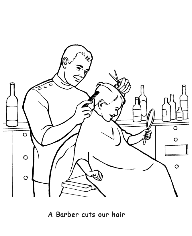 Labor Day Coloring Pages - Barber | HonkingDonkey