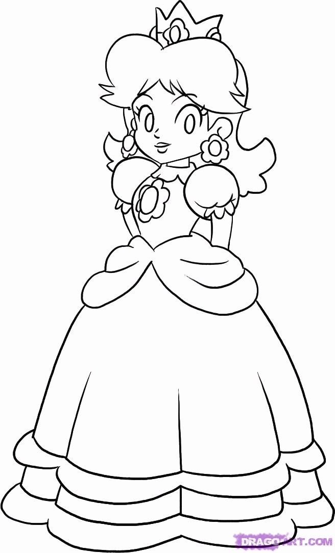 Draw Princess Daisy, Step by Step, Drawing Sheets, Added by Dawn