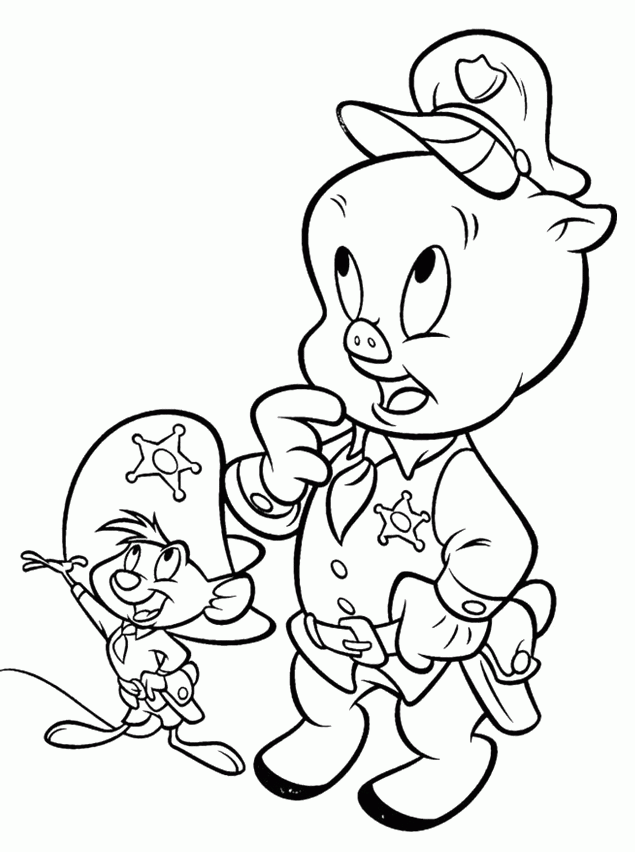 Porky Pig Is The Regional Police Coloring Pages - Looney Tunes