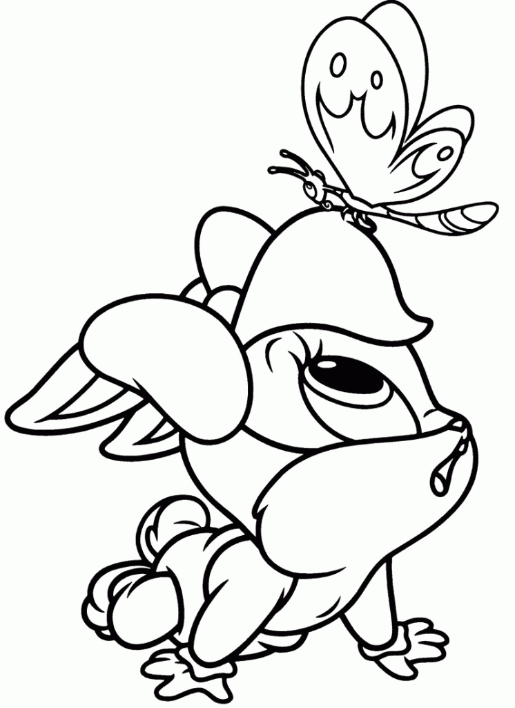 Print Baby Looney Tunes And Butterfly Coloring Page - deColoring