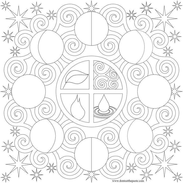 Moon phases coloring page | Moon