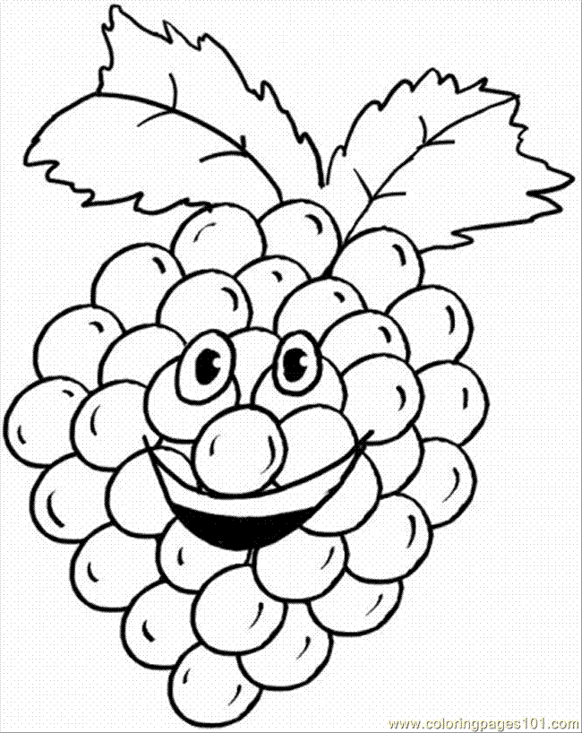 Coloring Pages Grape 1 (Food & Fruits > Grapes) - free printable