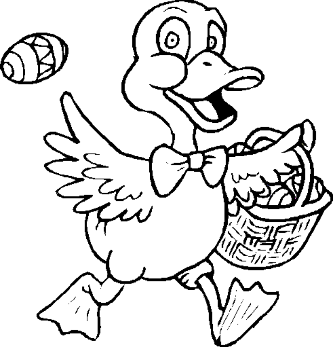 Duck With Basket Easter Coloring Book Page 15