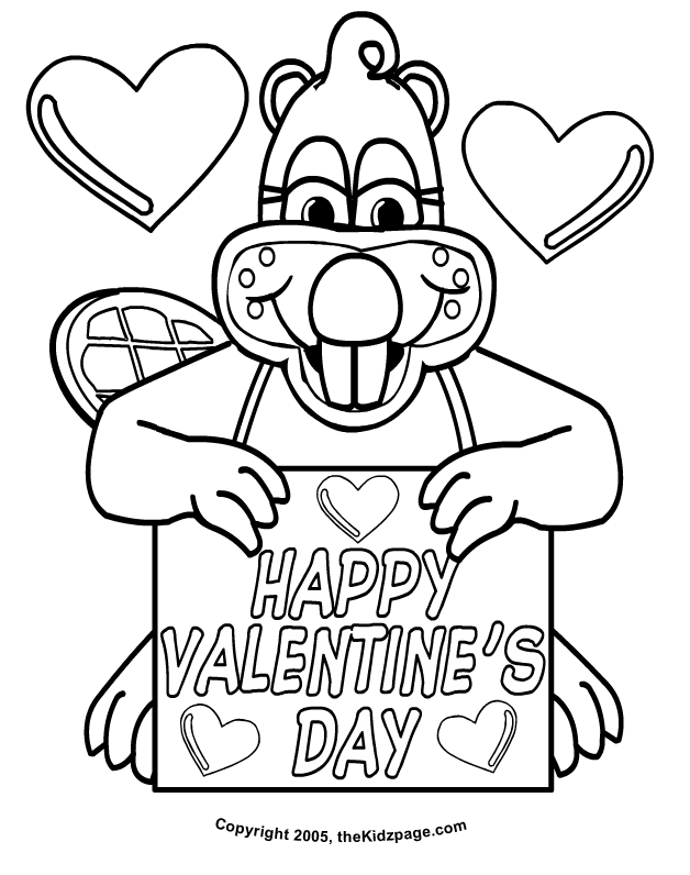 happy valentines day cartoon beaver coloring pages for kids