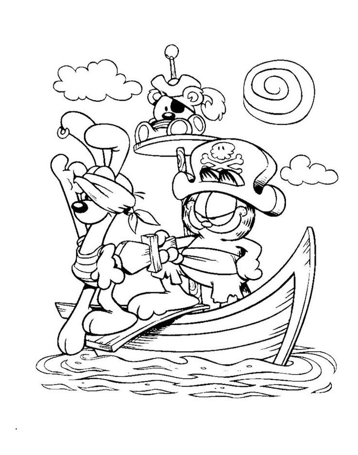 Garfield Captain Pirate Coloring Page | Cartoon -Garfield