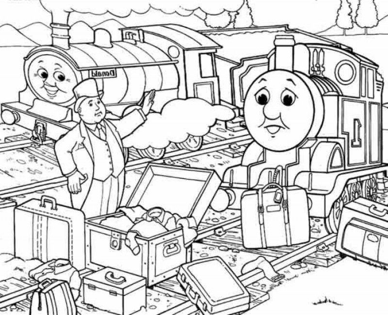 Thomas On Page Coloring Page - Kids Colouring Pages