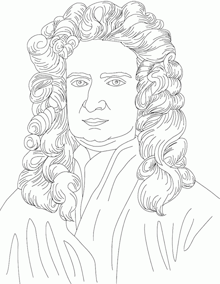 Figure Coloring Pages : Isaac Newton Face Coloring Page Kids