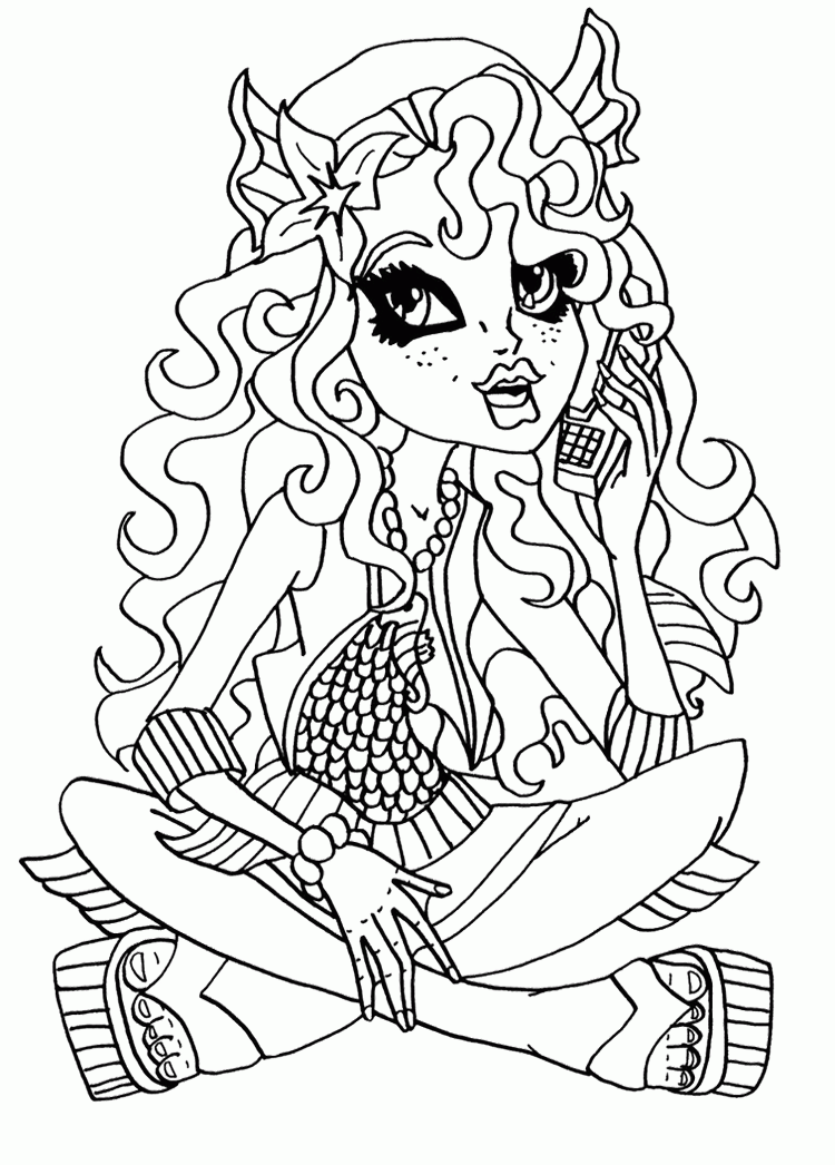 Lagoona Blue On The Phone Coloring Page - Monster High Coloring