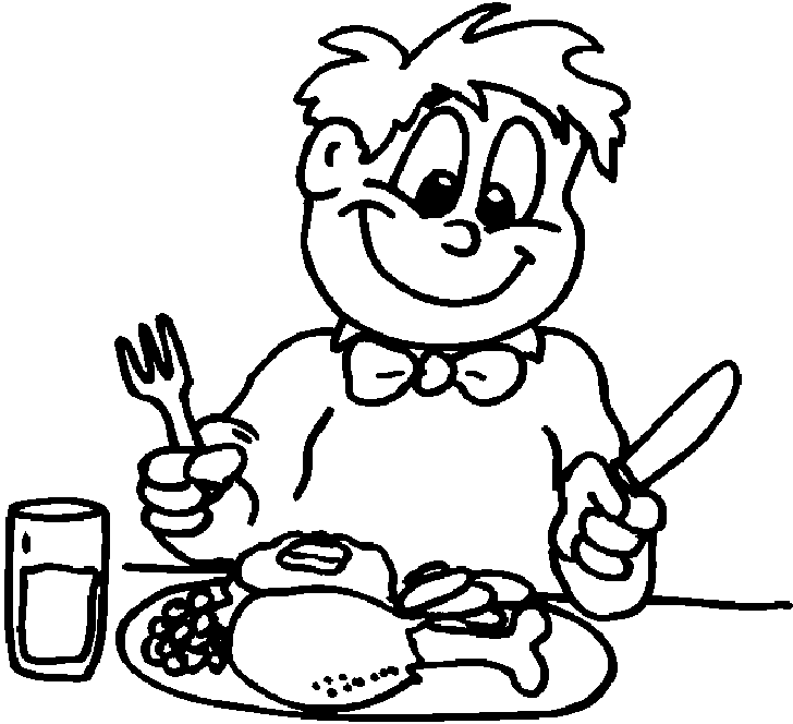 kids eating Colouring Pages