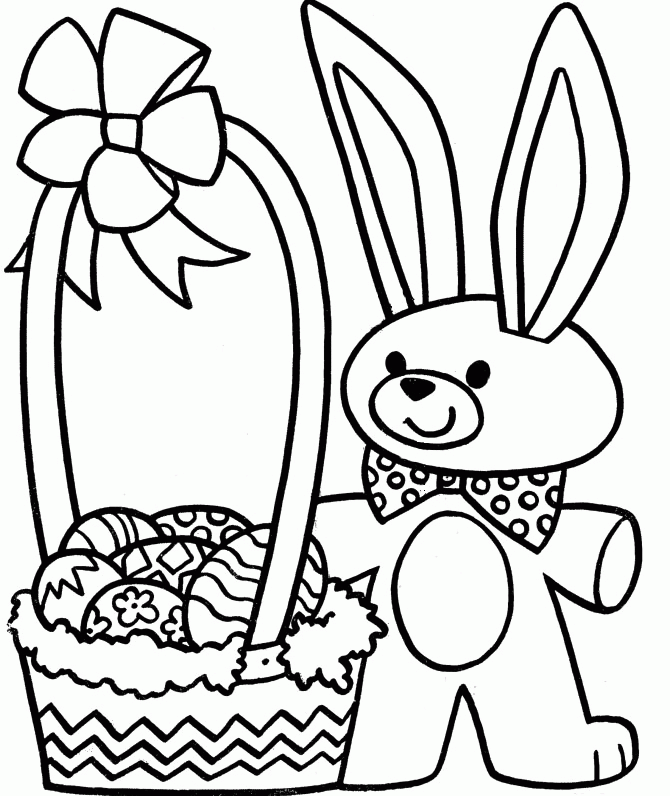 Little Rabbit With Easter Egg Basket Coloring Pages - Easter