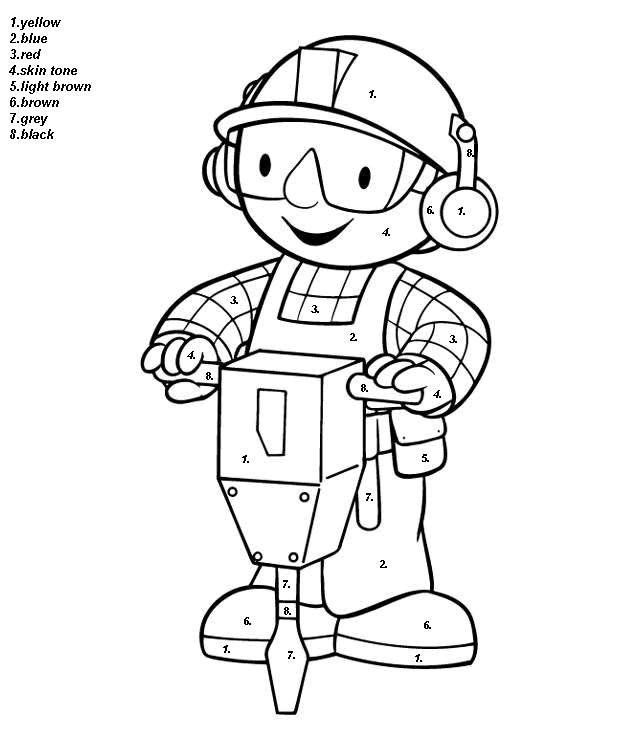 Handy Manny Cartoon Color By Number Coloring Pages