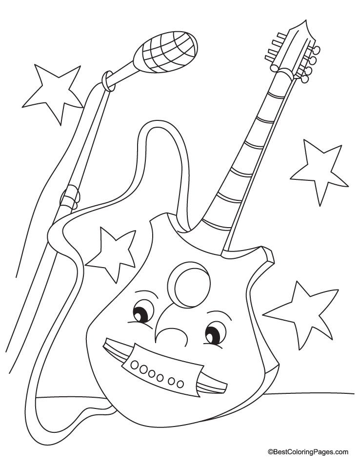 happy guitar Colouring Pages