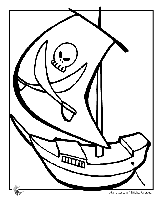 fantasy jr pirate ship easy coloring page