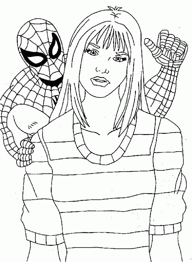 MJ Spiderman coloring pages for kids | Great Coloring Pages